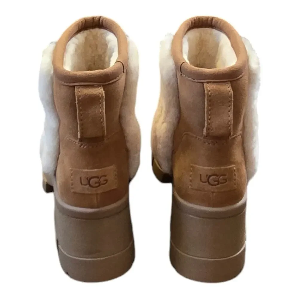 UGG Brooklyn Sunburst heeled sheepskin boot in chestnut size 9.5 New!